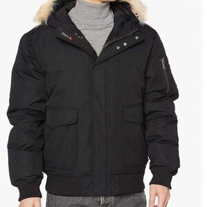 Pajar Boys Jacket Size 14/16 Black Removable Fur Hood Coat Down Parka Bomber